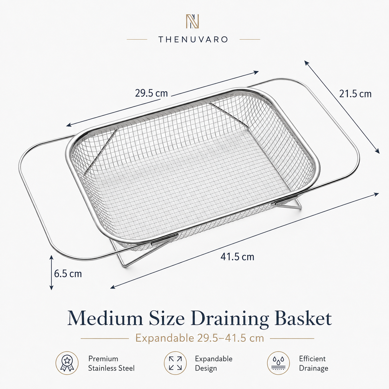 🥬 304 Food-Grade Stainless Steel Expandable Sink Colander