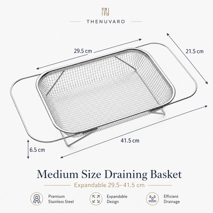 🥬 304 Food-Grade Stainless Steel Expandable Sink Colander