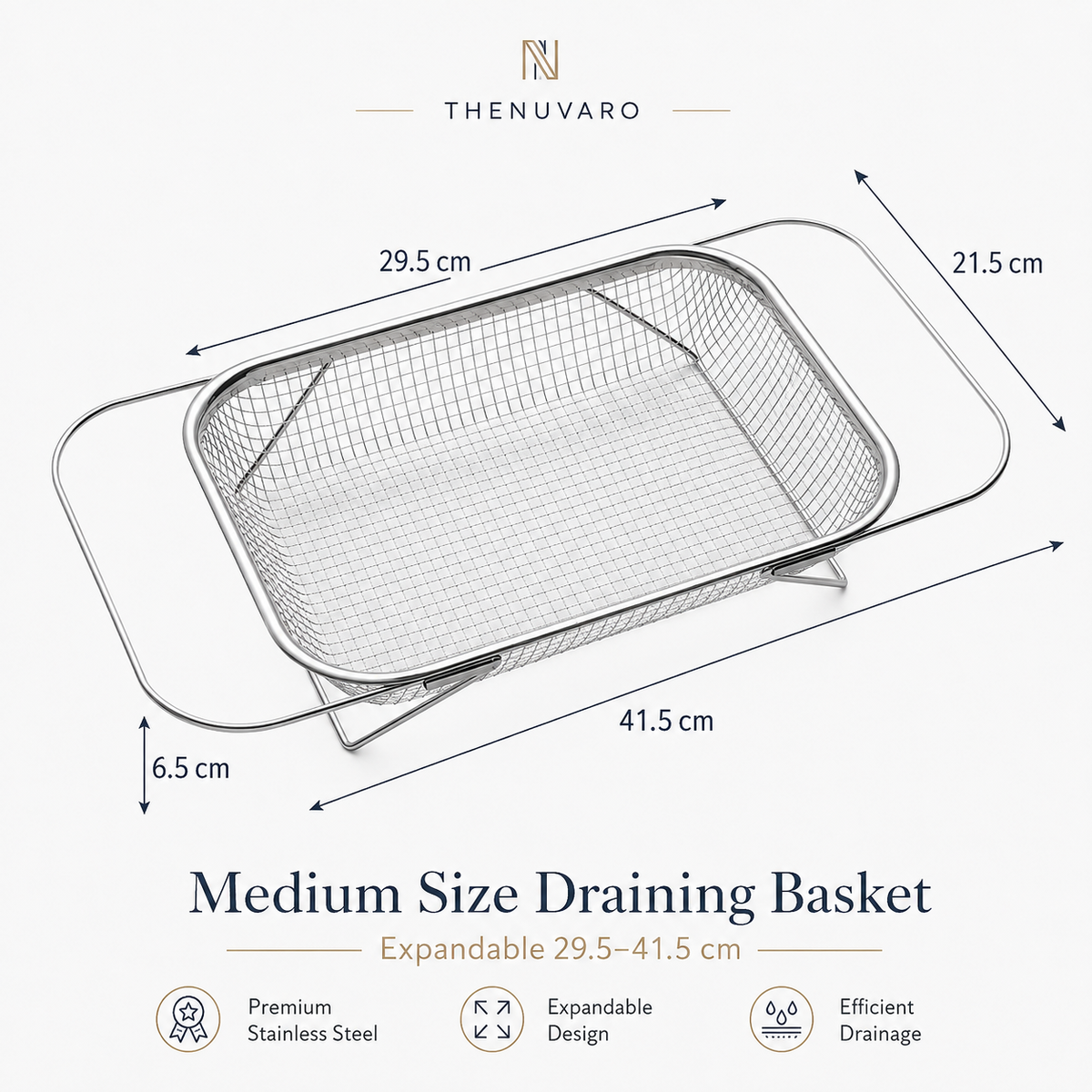 🥗 Expandable Over-The-Sink Colander Basket | Stainless Steel Kitchen Prep Station for Easy Washing, Draining & Space Saving
