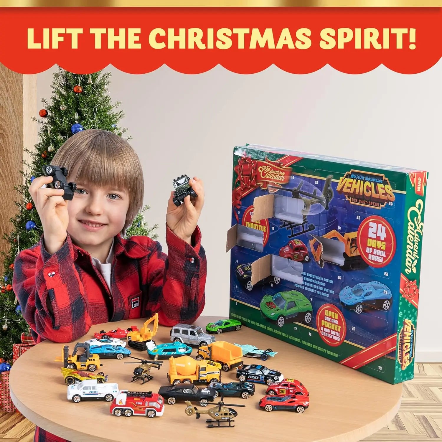 Child enjoying Christmas vehicle Advent Calendar
