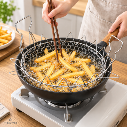 🍟 Foldable Easy-Lift Frying Basket – Fry, Lift & Drain in One Easy Move