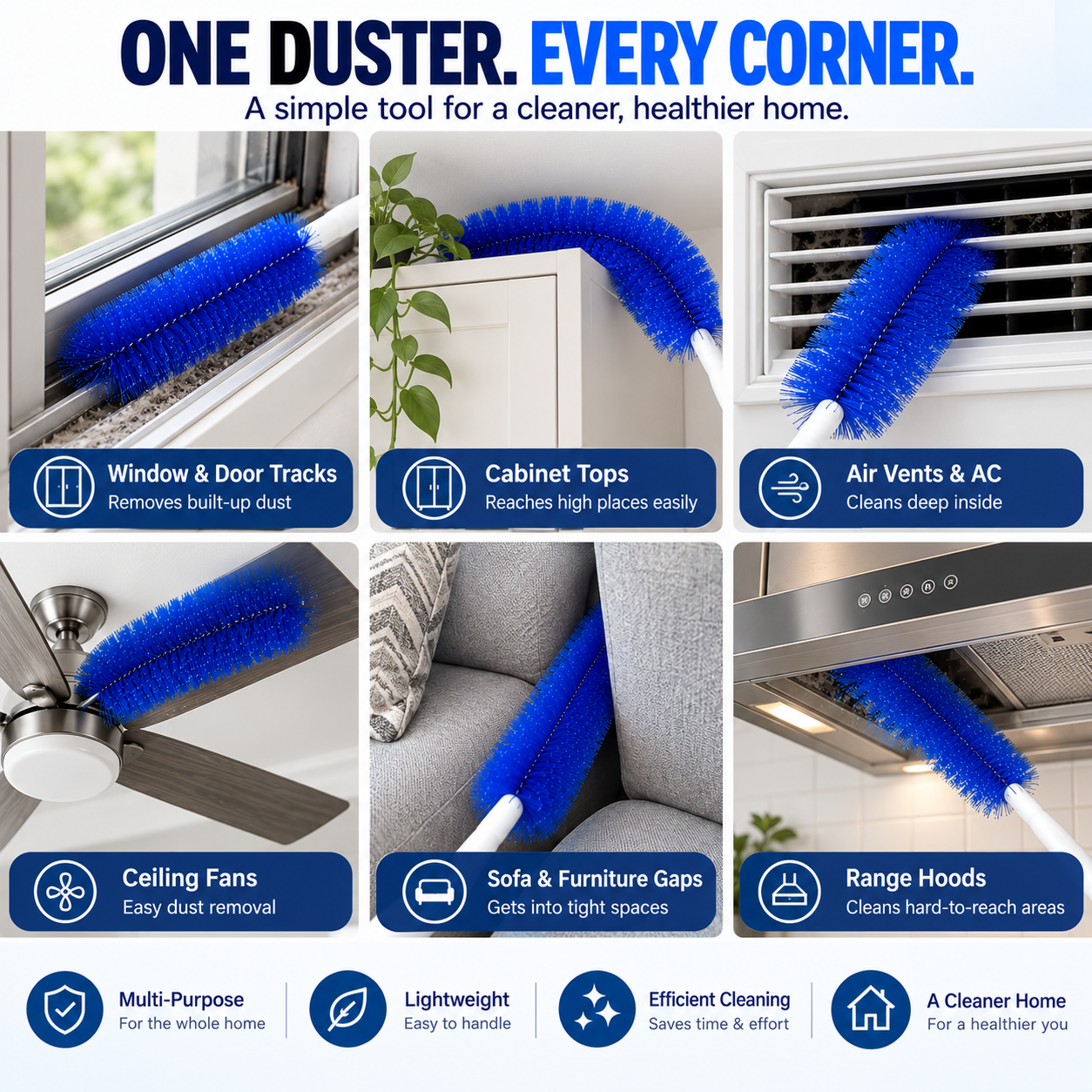 🧹 Flexible Deep-Cleaning Dust Duster – Bendable Brush for Fans, Vents & Hard-to-Reach Spaces