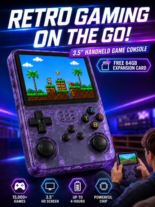 🎮 Retro Handheld Game Console 🕹️🔥 Portable 3.5 Inch IPS Gaming Device with 3500mAh Battery