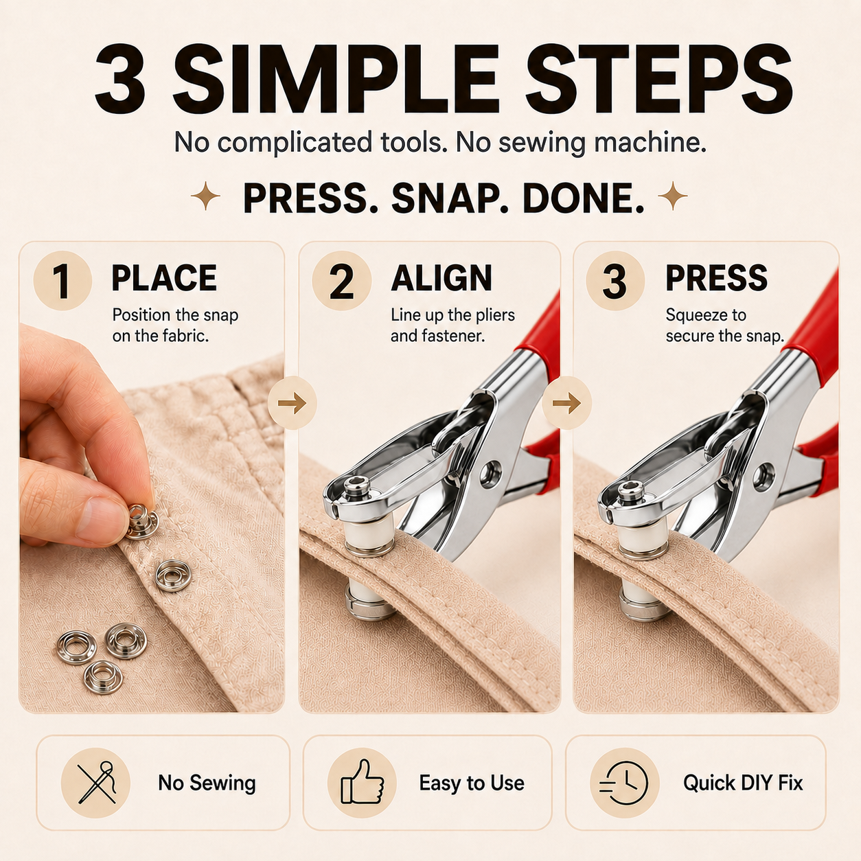 🧵 No-Sew Snap Button Pliers Kit | Quick Clothing Repair & DIY