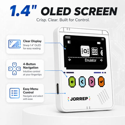JORREP Pro NFC Emulator, NFC Tag Emulator, 3000+ Saves, Unlimited Rewrite, Auto UID Regen, Rechargeable Battery , 1.4" OLED Screen, Compatible with 50+ Games on Switch 1 & 2 (White)