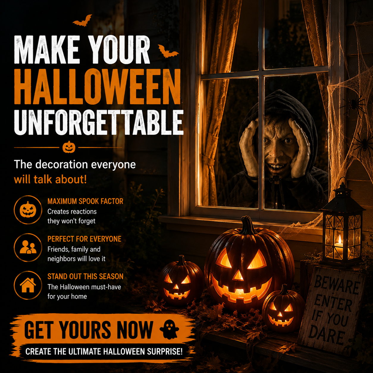 👀 Halloween Peeking Creepy Face Window Decoration
