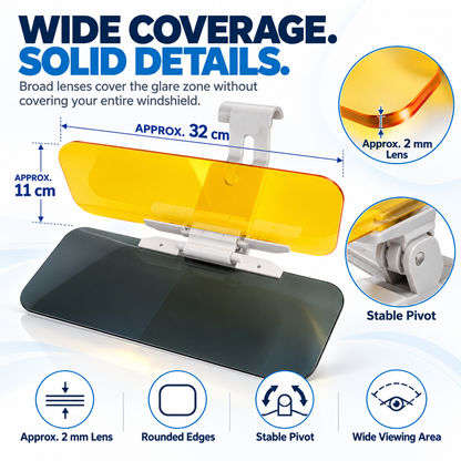 ☀️ 2-in-1 Day & Night Anti-Glare Car Visor Extender – Adjustable Dual-Lens Driving Shield