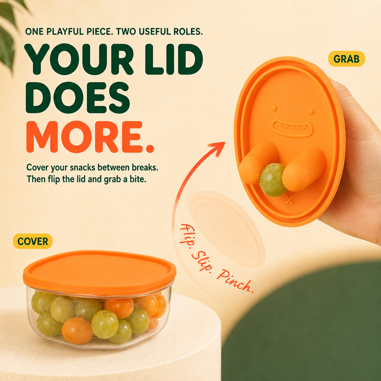 Snack & Grab Fruit Container – Built-In Finger Tongs for Less-Mess Snacking 🍇