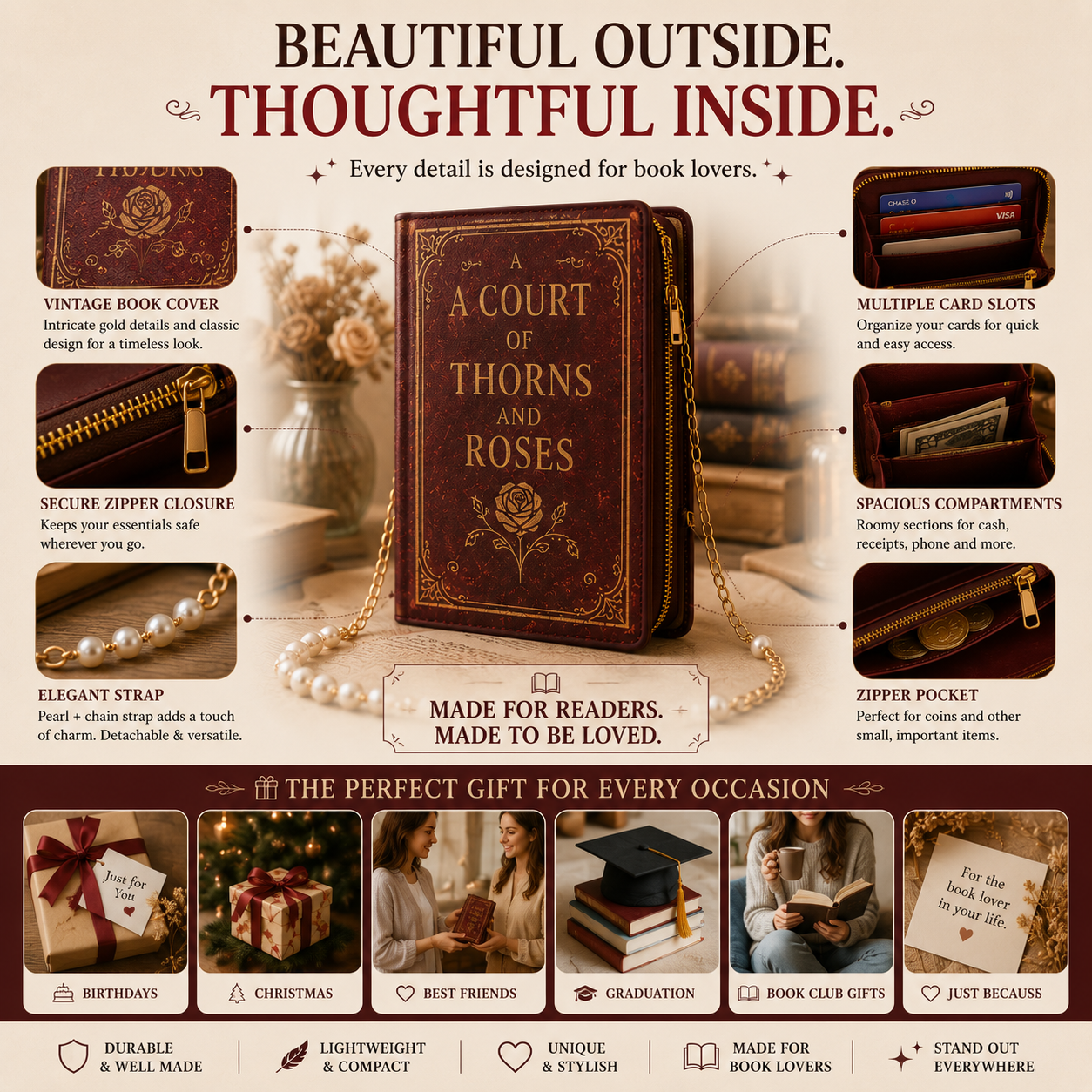 📚 Vintage Book Purse – A Novel Outside, A Purse Inside