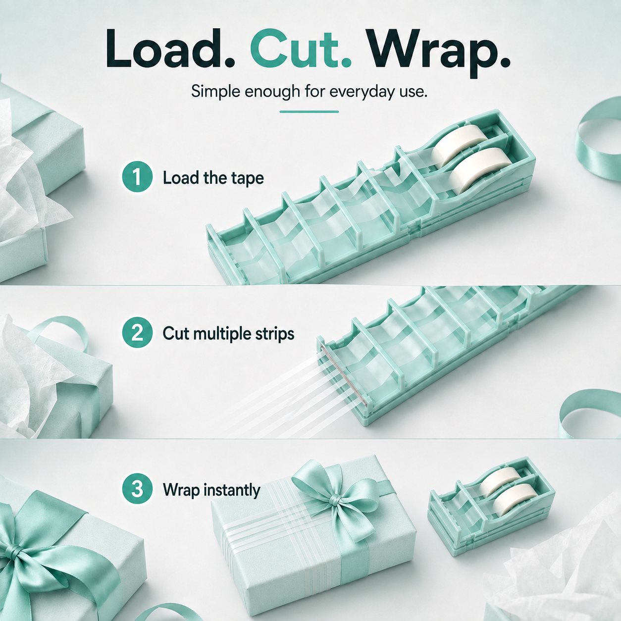 📦Multi-Strip Tape Cutter | Fast Gift Wrapping Tape Dispenser