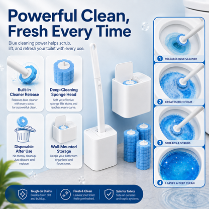 🚽 Disposable Toilet Cleaning System | Wall-Mounted Hygienic Toilet Brush Kit