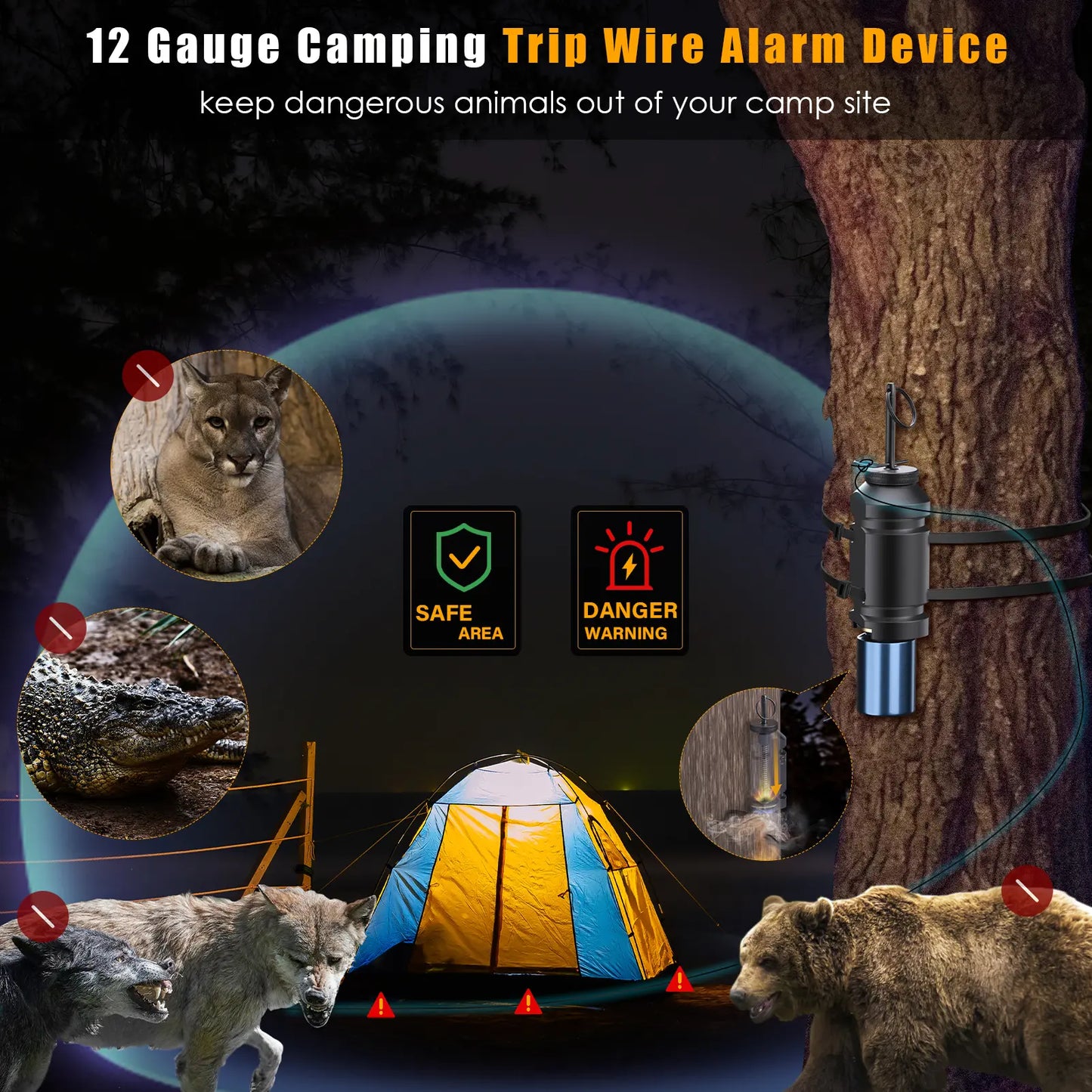 Camping Perimeter Trip Alarm | 12 Gauge Early Warning Security Device