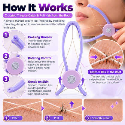 ✨ Facial Threading Hair Remover – Easy At-Home Peach Fuzz & Upper Lip Hair Removal