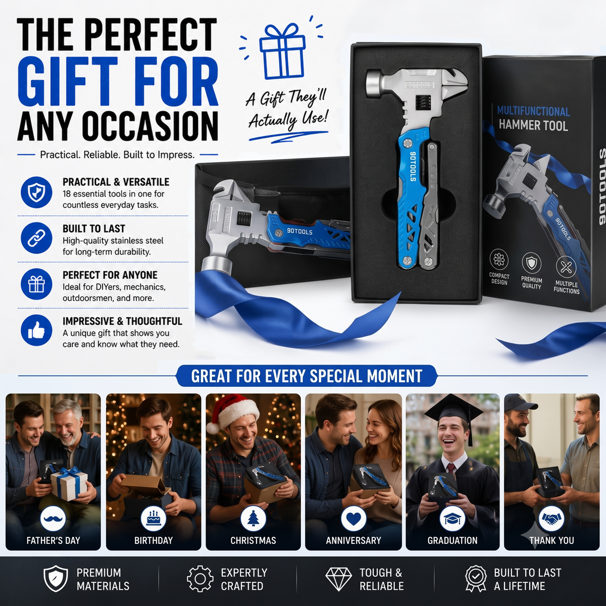 90Tools 18-in-1 Multifunctional Wrench Hammer