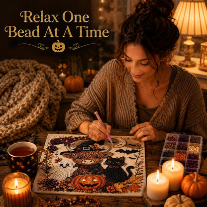 🔥LAST DAY 50% OFF - 🎃 Halloween Pearl Diamond Art Kit – DIY 3D Sparkling Bead Painting Craft For Spooky Home Decor