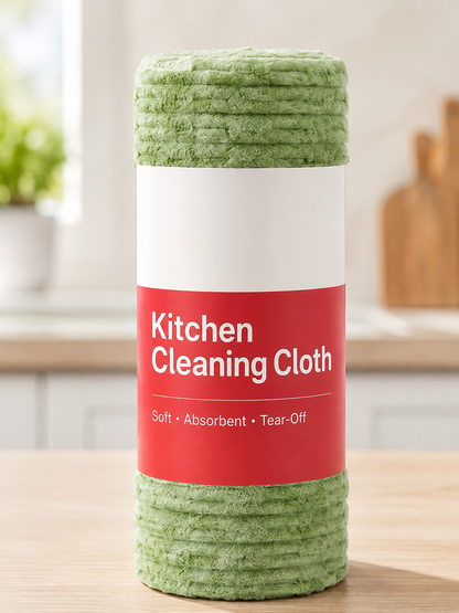 🍃 Bamboo Fiber Cleaning Cloth Roll – Thick Absorbent Tear-Off Kitchen Towels for Grease, Spills & Everyday Cleaning