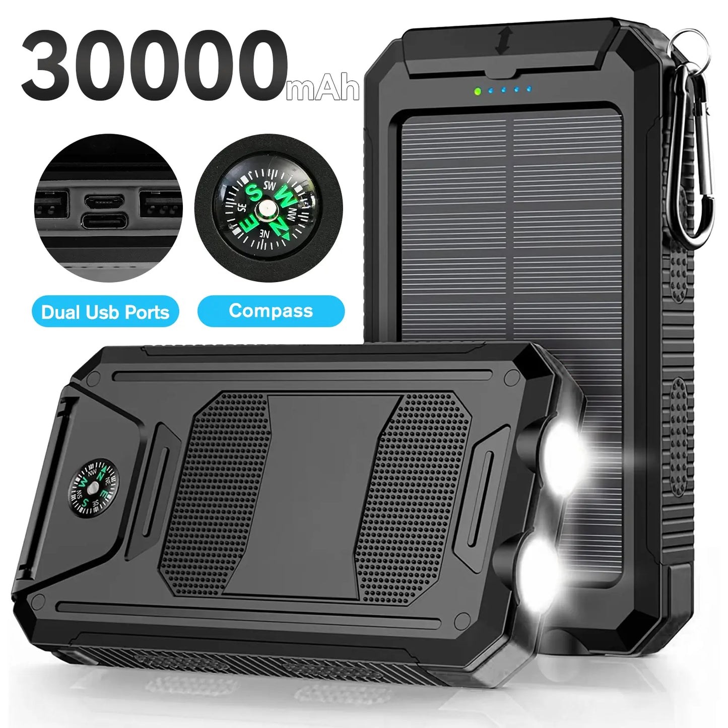 ⚡ SPECIAL OFFER | 30000mAh Solar Power Bank – High-Capacity Portable Charger for Outdoor Use
