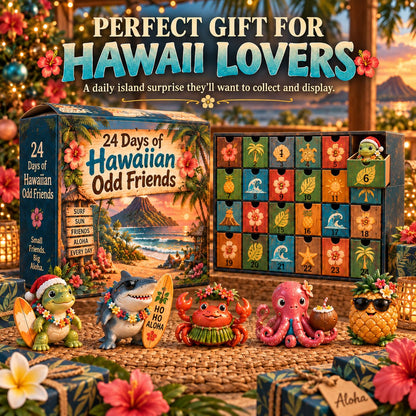 🌺 24 Days of Hawaiian Odd Friends Advent Calendar | 24 Hand-Painted Tropical Mini Figures with Daily Surprises for Hawaii Lovers, Collectors & Christmas Displays 🎄