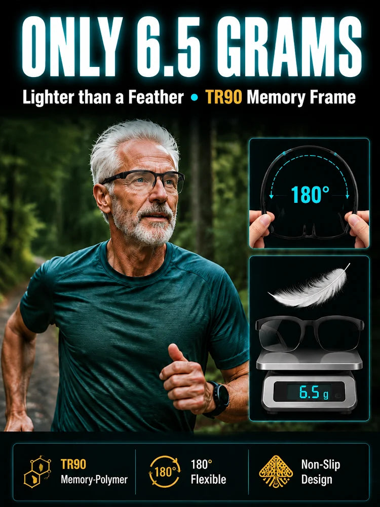 Smart Zoom Color-Changing Solar Real-Time AI Translation Glasses
