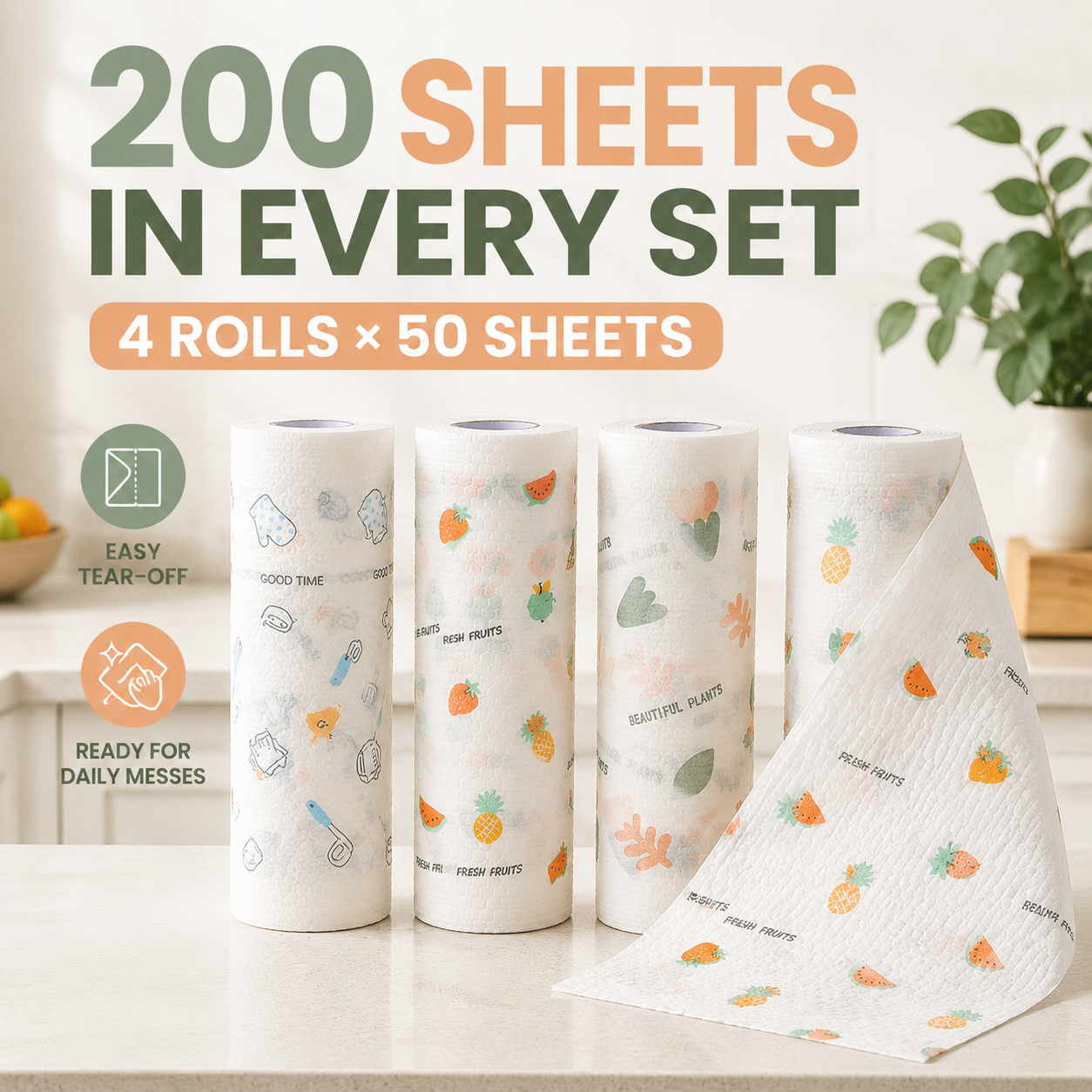 🔥200Pcs Per Roll Reusable Cleaning Lazy Rags