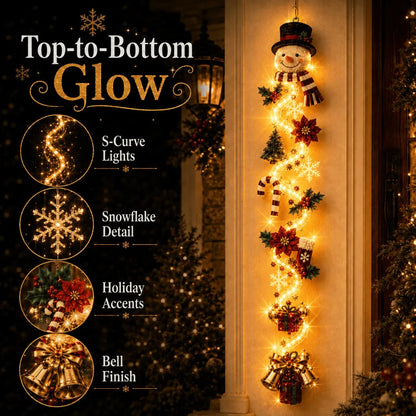 🎄MerryCascade™ Glowing Christmas Door Hanger | 6 Festive Lighted Designs with Warm Glow, Dimensional Details & Space-Saving Vertical Décor