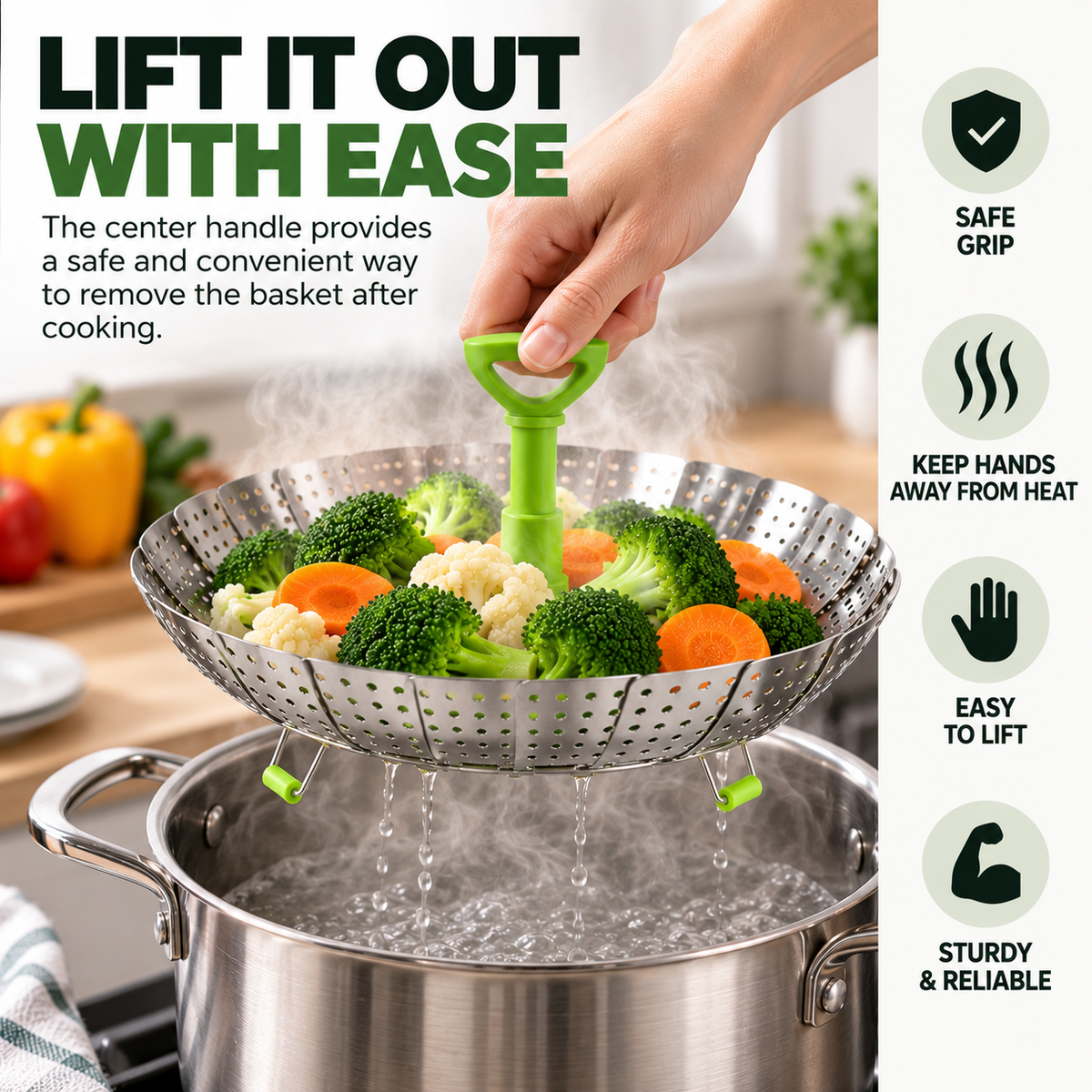 🥦 Expandable Folding Steamer Basket – Turn Your Everyday Pot Into a Steamer