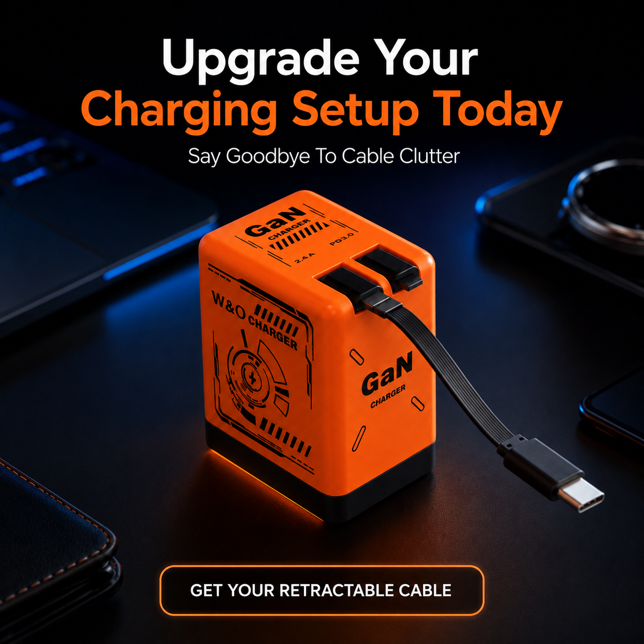 ⚡Retractable Charging Cable – Compact Self-Winding Cable for Travel, Desk & Everyday Use