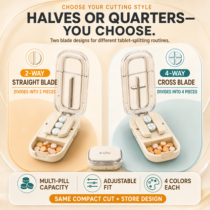💊 2-in-1 Adjustable Multi-Pill Cutter & Storage Case – 2-Way or 4-Way
