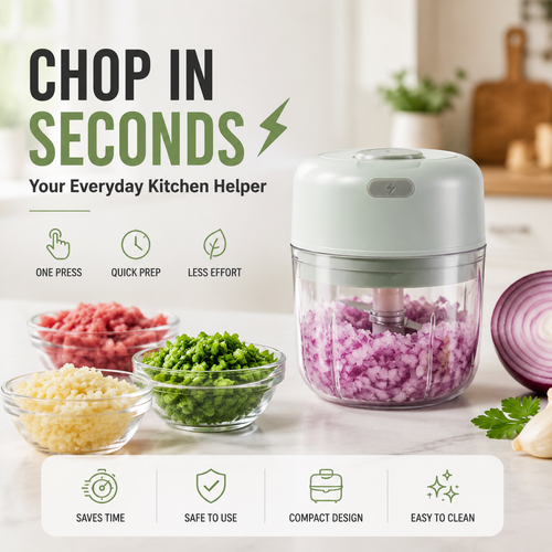 🧅 Mini Electric Food Chopper – Chop, Grind & Prep Fresh Ingredients in Seconds