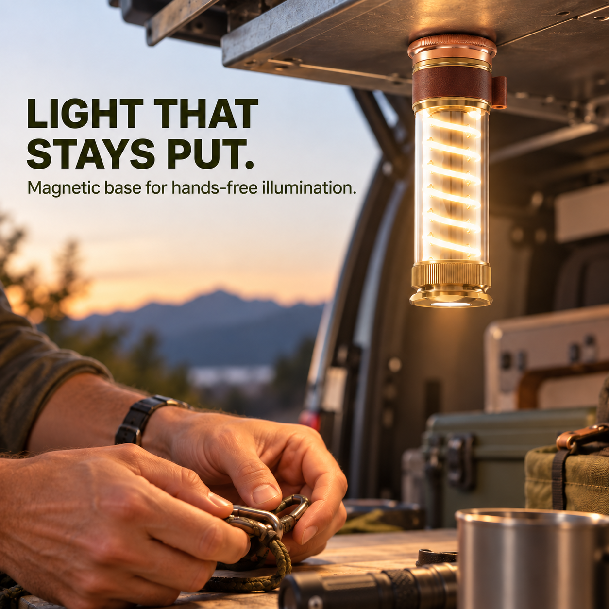 🏕️ Vintage 2-in-1 USB-C Rechargeable Camping Lantern & Flashlight – 7 Modes & Magnetic Base