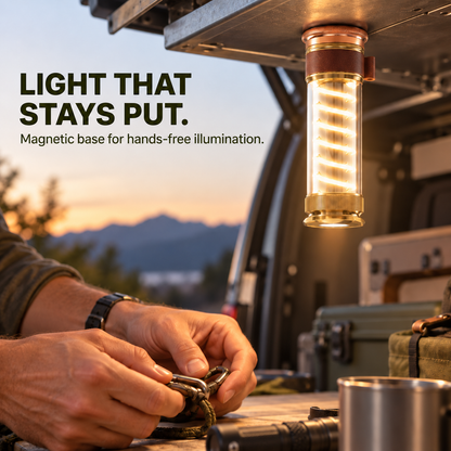 🏕️ Vintage 2-in-1 USB-C Rechargeable Camping Lantern & Flashlight – 7 Modes & Magnetic Base