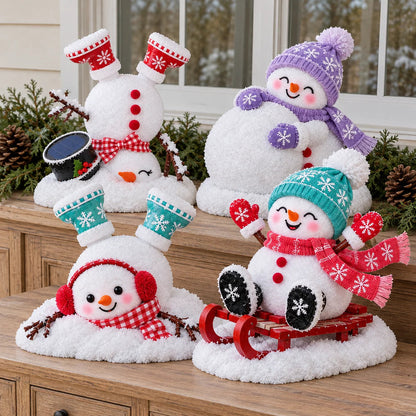 ☃️ Light-Up Christmas Snowmen – 4 Playful Holiday Characters, Individual Styles or Full Set
