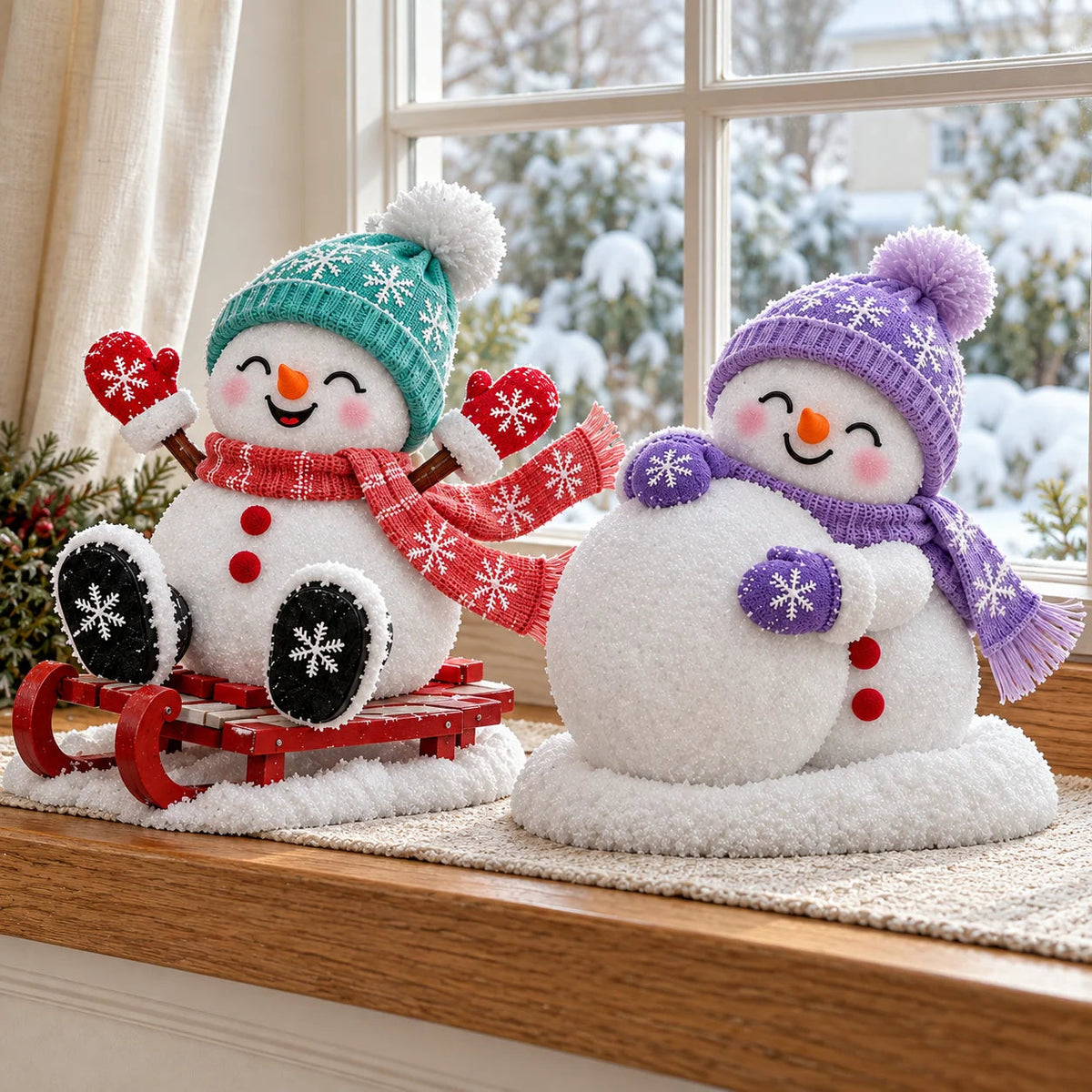 ☃️ Light-Up Christmas Snowmen – 4 Playful Holiday Characters, Individual Styles or Full Set