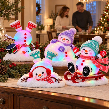 ☃️ Light-Up Christmas Snowmen – 4 Playful Holiday Characters, Individual Styles or Full Set