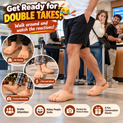 😂 Realistic Barefoot Slippers – Funny Giant Toe Slides, Hilarious Prank Gift 👣