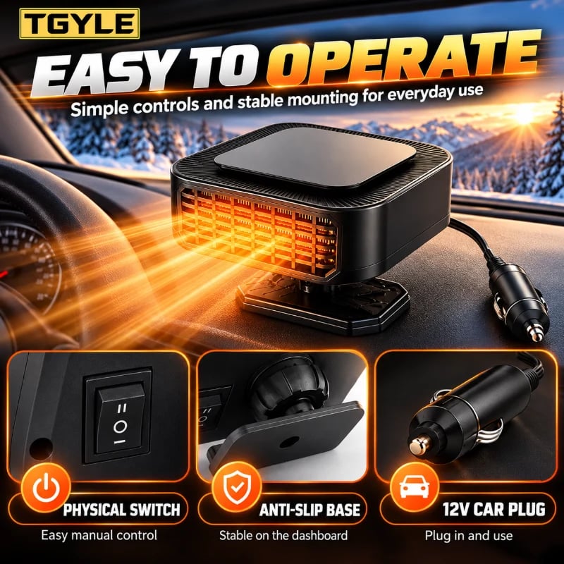 🔥HOT SALE🔥Portable Car Heater Defroster with 360-Degree Rotating Base