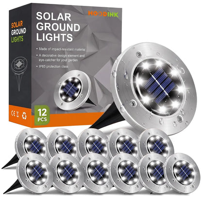 🌙 8-LED Solar Pathway Lights – Auto-On Outdoor Garden Lights