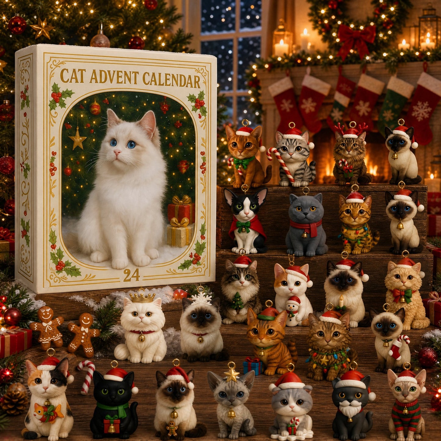 🐱 2026 Cat Advent Calendar – 24 Cat Charms & Holiday Ornaments 🎄