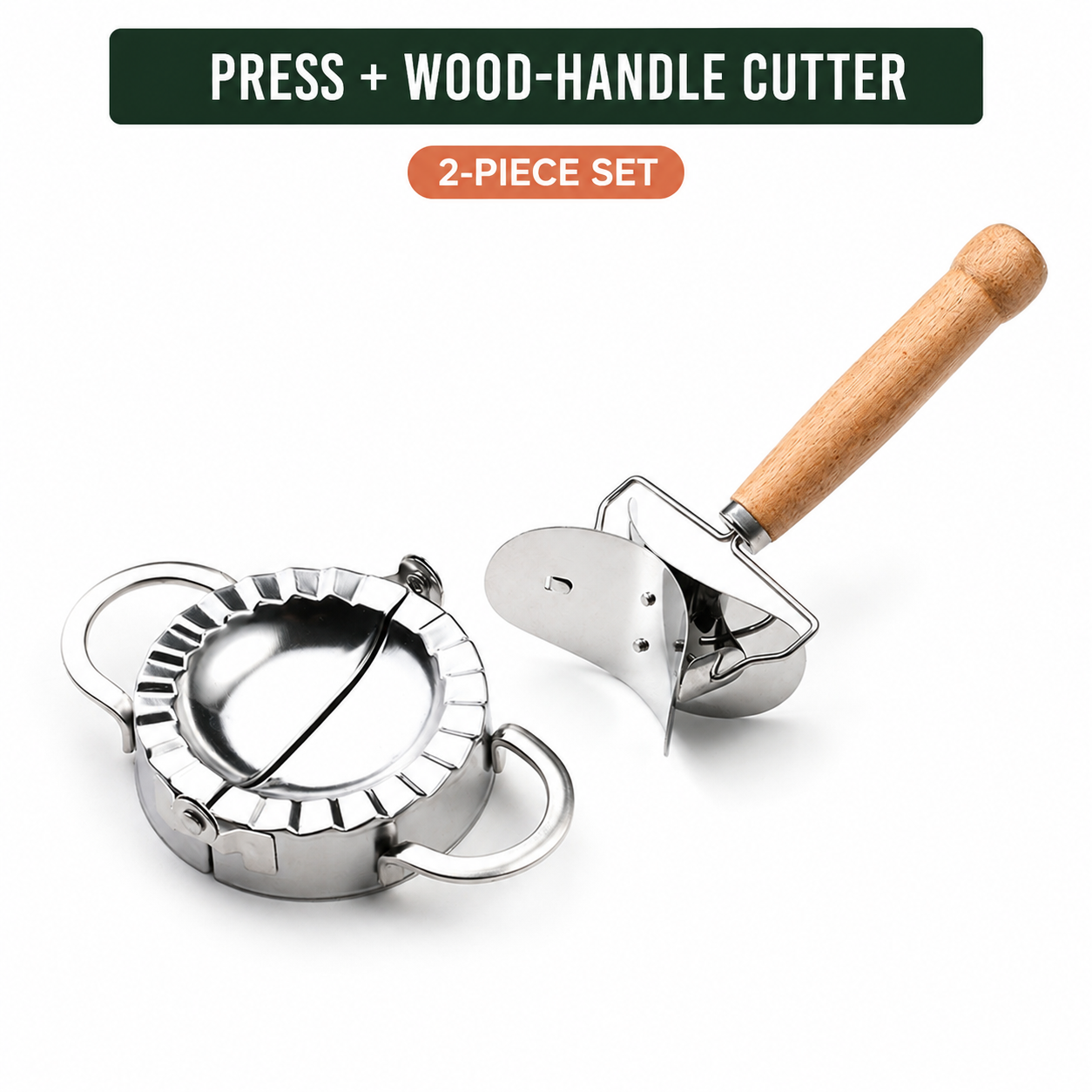 🥟 Stainless Steel Dumpling Maker & Dough Cutter Set – Roll, Fill, Press & Seal with Ease