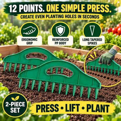 🌱 2-Pack Garden Seed Spacing Tool – Multi-Row Soil Dibbler & Furrow Maker