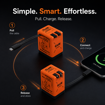 ⚡Retractable Charging Cable – Compact Self-Winding Cable for Travel, Desk & Everyday Use