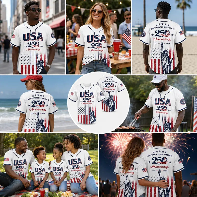 USA 250th Anniversary Baseball Jersey – Limited Edition Patriotic Shirt 1776–2026