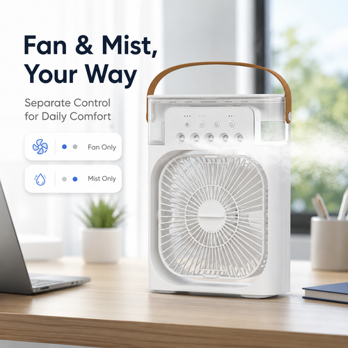 5‑Nozzle Desktop Spray Fan – 3in1 Air Cooler + Humidifier + 7‑Color Night Light, USB Personal Cooling Fan for Office Bedroom Dorm