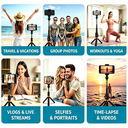 📱 SmartSelfie Stick & Tripod – Wireless Remote, Stable Stand, Creator Kit for iPhone & Android ✈️
