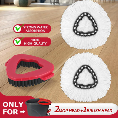 🧹 Microfiber Spin Mop Refills + Scrub Brush Set – Fits O-Cedar EasyWring 1-Tank System
