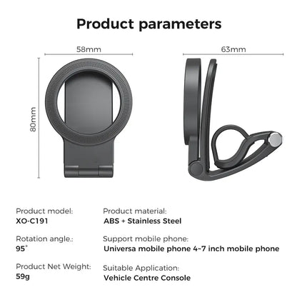 🚗 Magnetic Car Phone Mount – Strong Hold, 95° Adjustable Hands-Free Dashboard Holder
