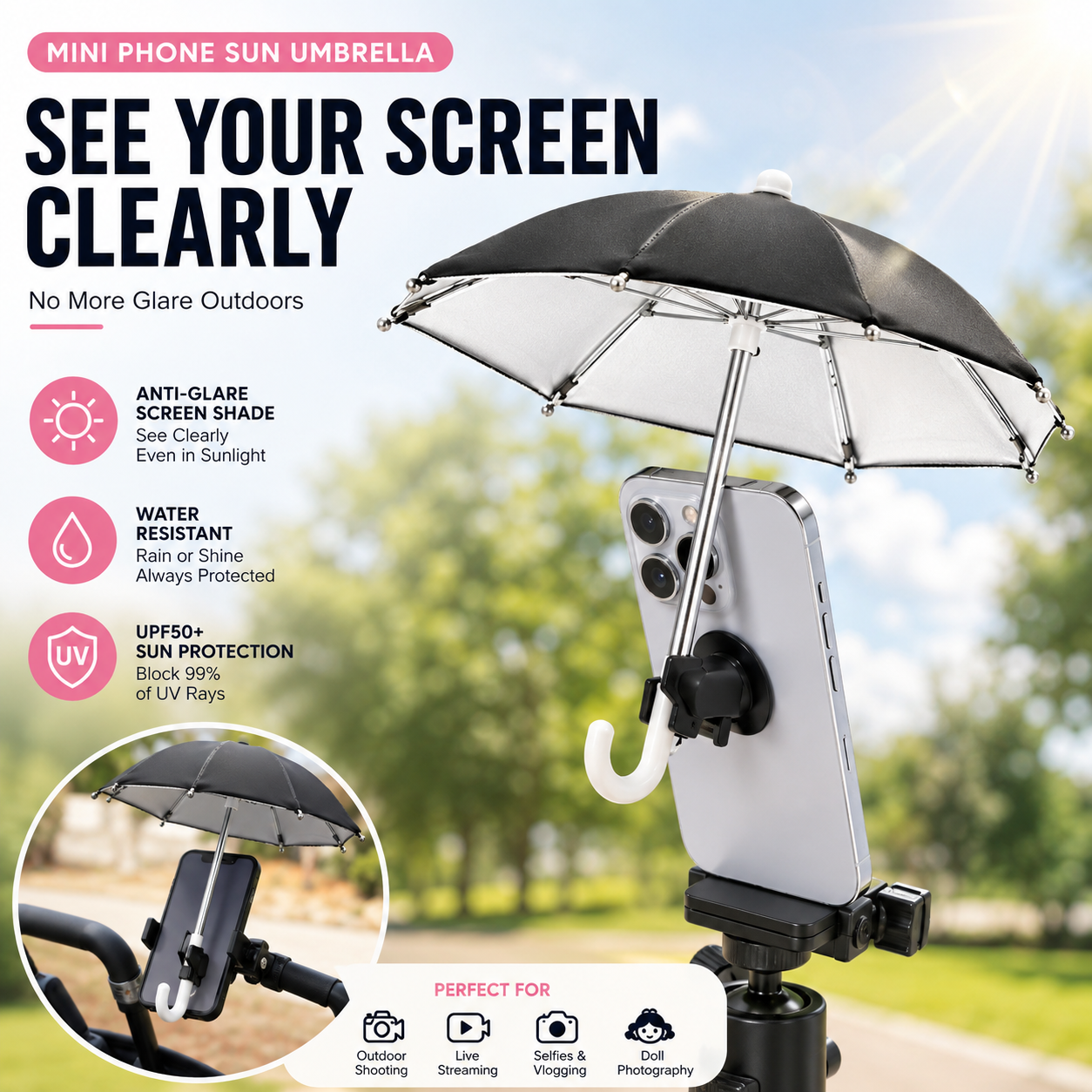 ☂️ Mini Sunshade Umbrella for Phones & Cameras