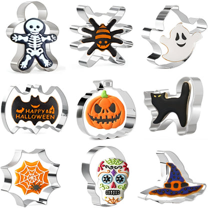 🎃 HOT SALE | 5-Piece Halloween Cookie Cutter Set – Stainless Steel Bat, Pumpkin, Ghost, Cat & Witch Hat Shapes