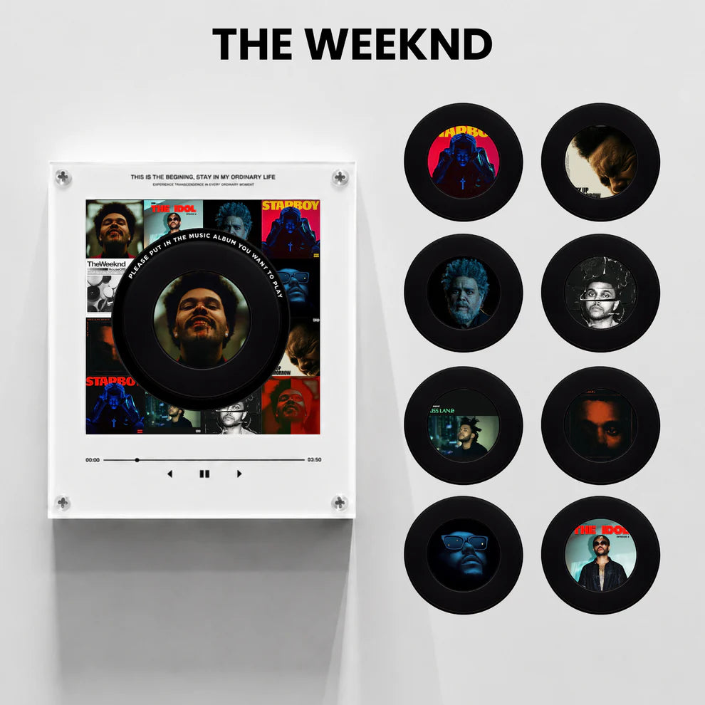 🎵 THE WEEKND Music Album Vinyl Wall Display Set – 8 Collectible Record Art Pieces
