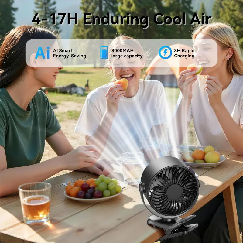 🔥 100-Speed Portable Clip Fan | Ultra Quiet Rechargeable Desk Fan